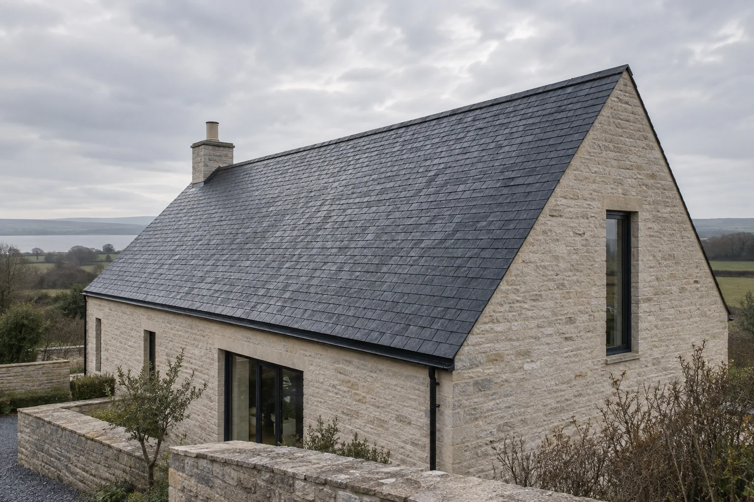 Original slate house fictional architectural study.